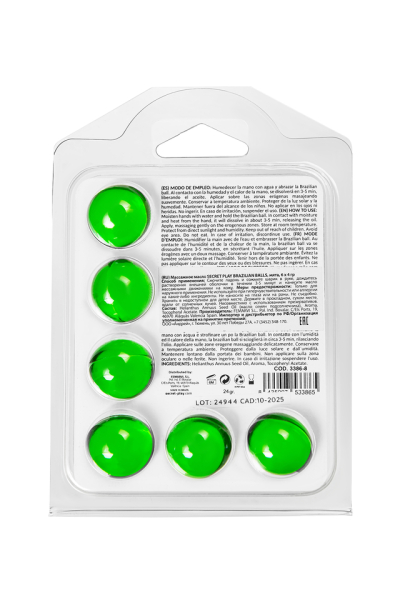 Массажное масло с ароматом мяты Secret Play Brazilian Balls (6х4 г)