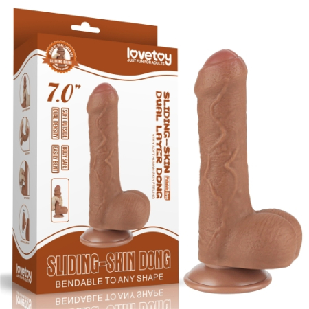 Реалистичный фаллоимитатор на присоске Sliding Skin Dual Layer Dong 18,3 см