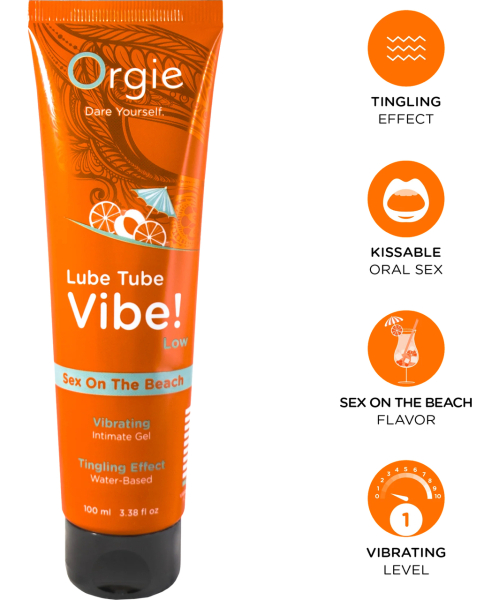 Съедобный лубрикант на водной основе с эффектом вибрации Orgie Lube Tube Vibe Low 100 мл Коктель Секс на пляже