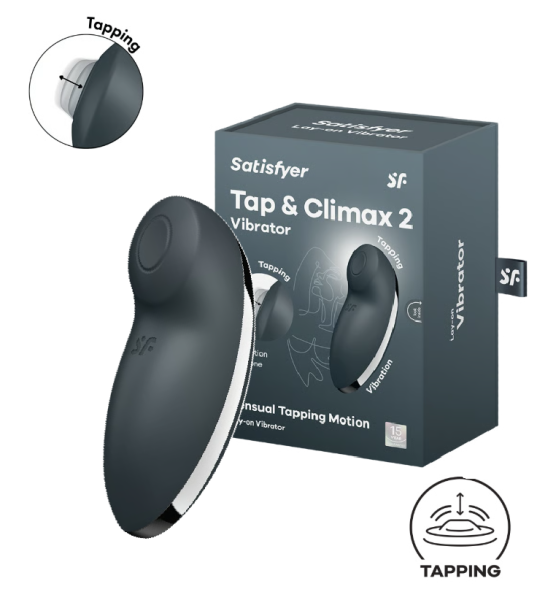 Клиторальный вибростимулятор с пульсацией серыйTap аnd Climax 2 Satisfyer 