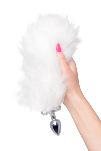 Анальная втулка со светящимся хвостом серебристая