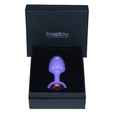 Фиолетовая анальная пробка с розовым кристаллом Rosebud Purple