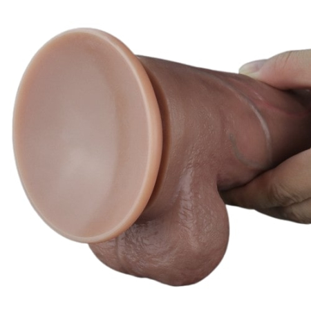 Реалистичный фаллос-мулат с мошонкой Lovetoy Silicone Cock 27 см