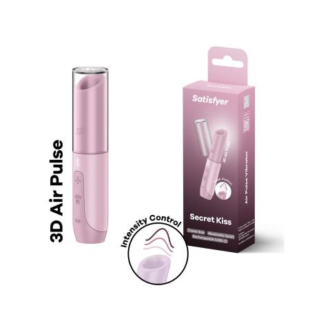 Бесконтактный вакуумный стимулятор клитора c 3D пульсацией розовый Secret Kiss Satisfyer 