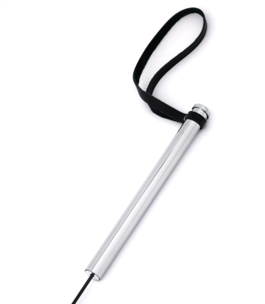Стек с металлической ручкой из натуральной кожи