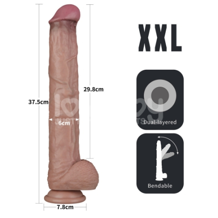 Фаллоимитатор гибкий на присоске Bendable Silicone Cock XXL 37,5 см