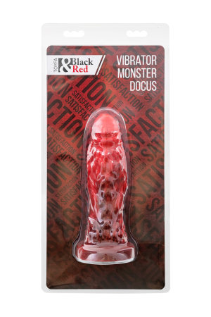 Перезаряжаемый вибратор на присоске красный Black&Red Monster Docus