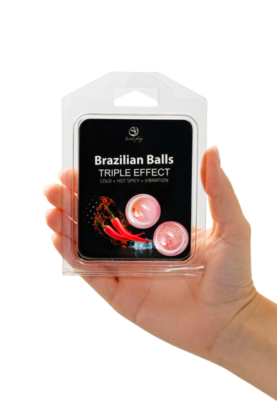 Массажное масло с тройным эффектом Secret Play Brazilian Balls (2х4 г)