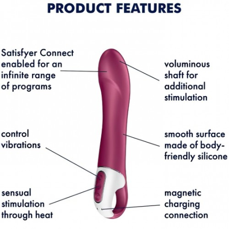 Смарт-вибратор с функцией нагрева бордовый Big Heat Satisfyer