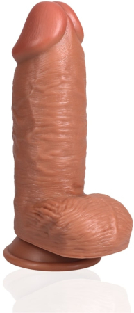 Фаллоимитатор реалистичный с мошонкой на присоске мулат RealRock Extra Thick Straight 20,3 см