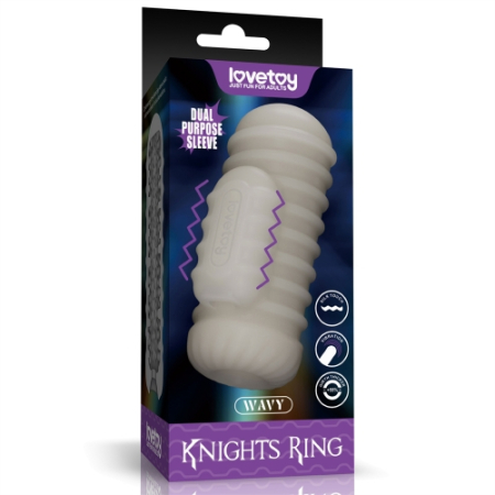 Рельефная вибронасадка на пенис Knights Ring Vibrating Dual Purpose Sleeve-Wavy