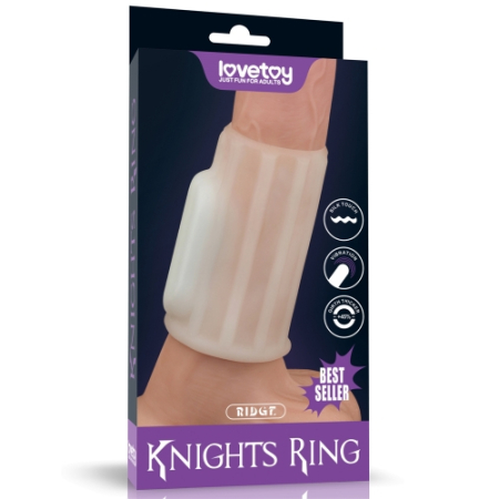 Рельефная вибронасадка на пенис Vibrating Ridge Knights Ring