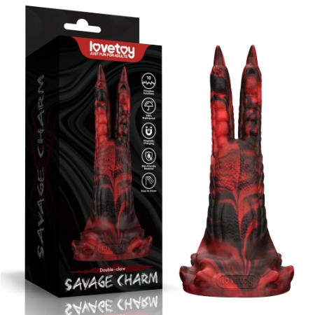 Вибратор в форме лапы с двумя когтями - Double-Claw Vibrating Silicone Dildo Savage Charm 10 режимов вибрации