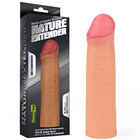 Удлиняющая насадка на пенис Revolutionary Silicone Nature Extender телесная + 5,5 см