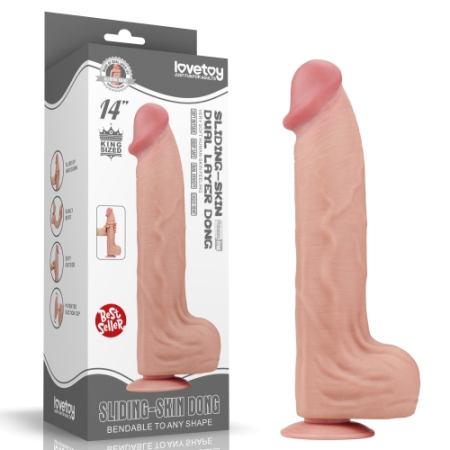 Реалистичный фаллоимитатор с эффектом двойной кожи Lovetoy Sliding-Skin Dual Layer Dong 36 см