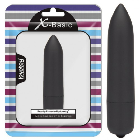 Черная вибропуля X-Basic Bullet Long Lovetoy с 10 режимами вибрации