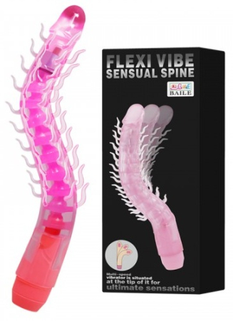 Необычный розовый вибратор с усиками и хребтом Baile