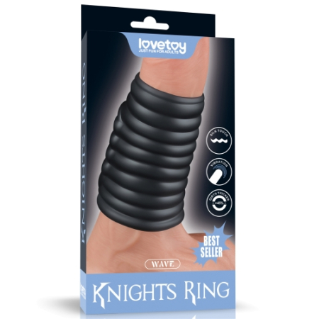 Рельефная вибронасадка на пенис Wave Knights Ring (Black)