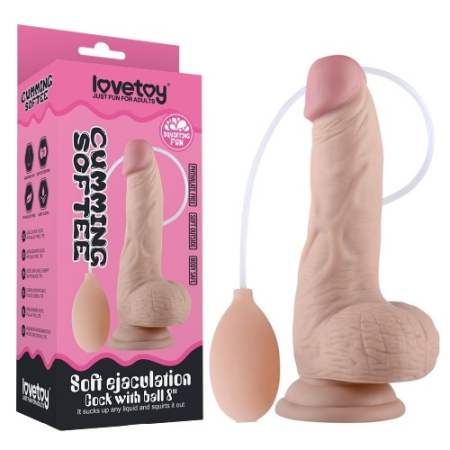 Фаллос с мошонкой Soft Ejaculation Cock с имитацией семяизвержения 20 см