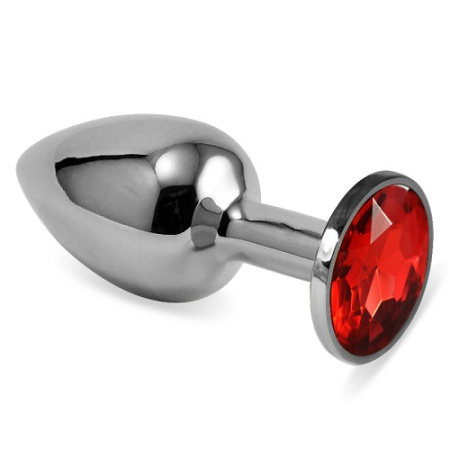 Анальная пробка из стали с кристаллом красного цвета Red Rosebud Classic S