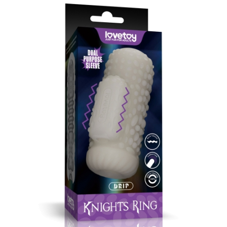 Рельефная вибронасадка на пенис Knights Ring Vibrating Dual Purpose Sleeve-Drip