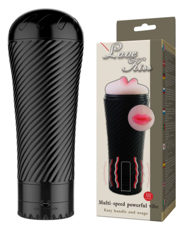 Мастурбатор ротик в колбе с вибрацией Pink Lips Baile