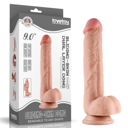 Гнущийся фаллоимитатор с эффектом двойной кожи Lovetoy Sliding-Skin Dual Layer Dong 23.5 см