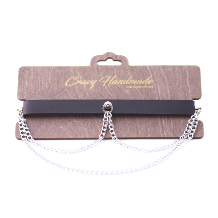 Чокер из натуральной кожи с цепочками 