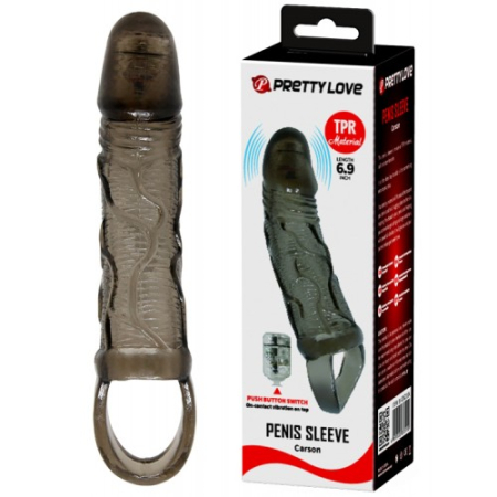 Увеличивающая вибронасадка на пенис с петлей под мошонку Penis Sleeve Carson Pretty Love + 3 см