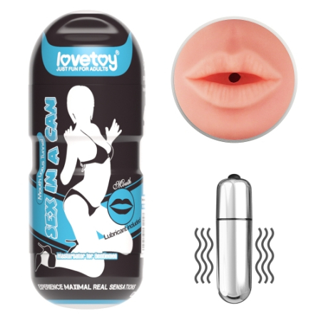 Мастурбатор в колбе ротик Sex In A Can Mouth Stamina Tunnel с вибрацией