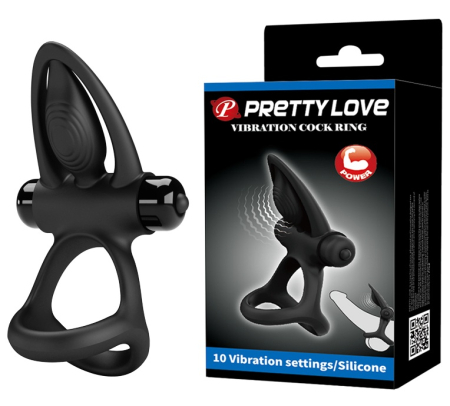 Виброкольцо на пенис и мошонку Pretty Love черное
