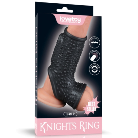 Рельефная вибронасадка на пенис и мошонку Vibrating Drip Knights Ring 